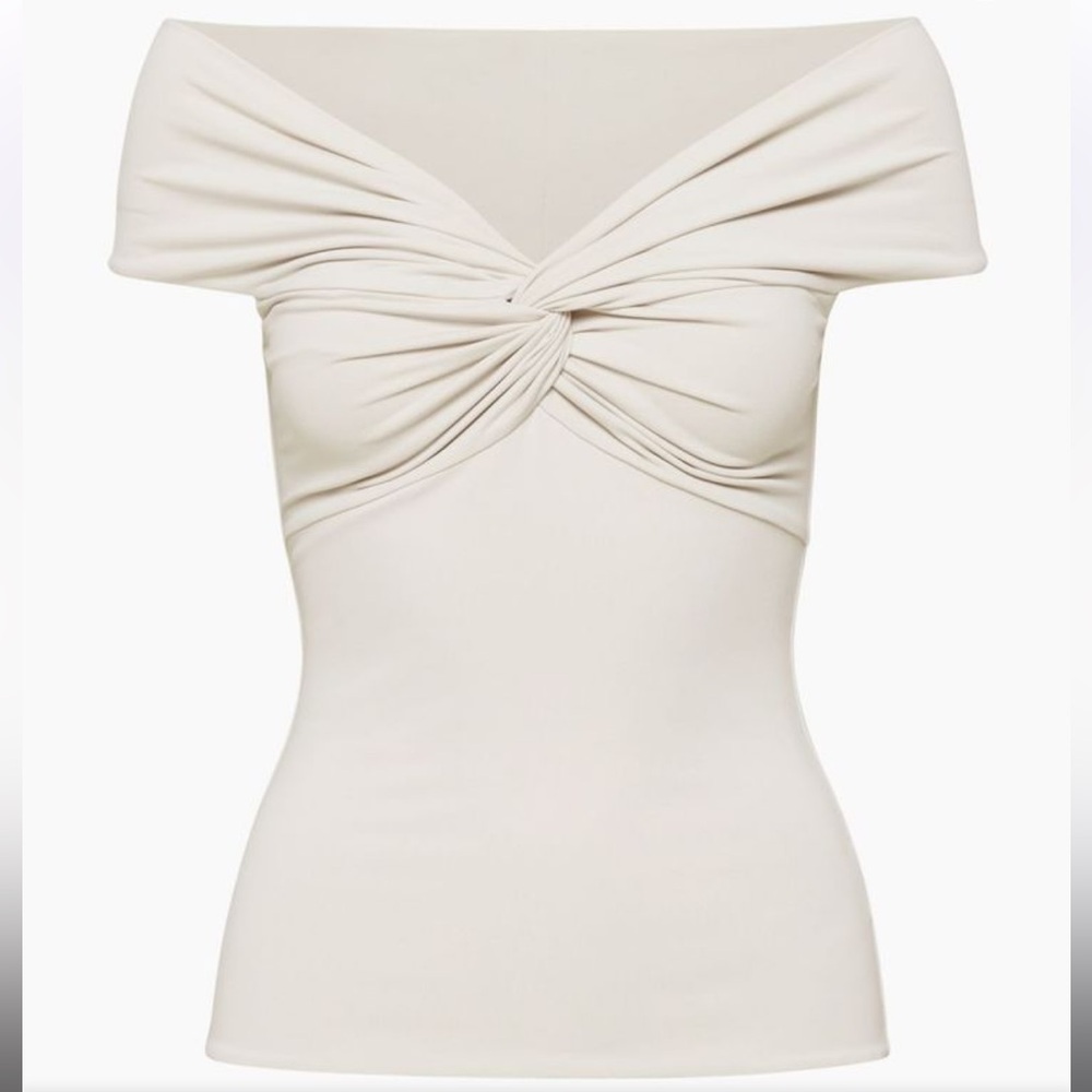 Contour Twist Off-Shoulder Top in Matte Pearl